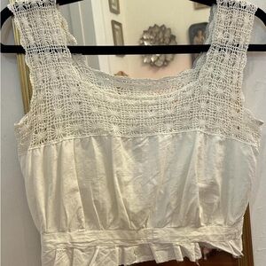 Vintage White Crochet Women's Blouse